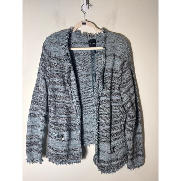 Nic + Zoe Blue Tweed Long Sleeve Open Front Jacket Sz 1X - Picture 1 of 2